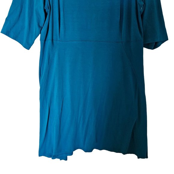 Eileen Fisher Scoop Neck Jersey Dress Plus Size 1X NWT Teal V Back Blue Green - Picture 6 of 14